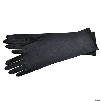 Satin Elbow Length Gloves- black