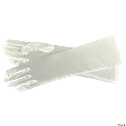 Satin Elbow Length Gloves- white