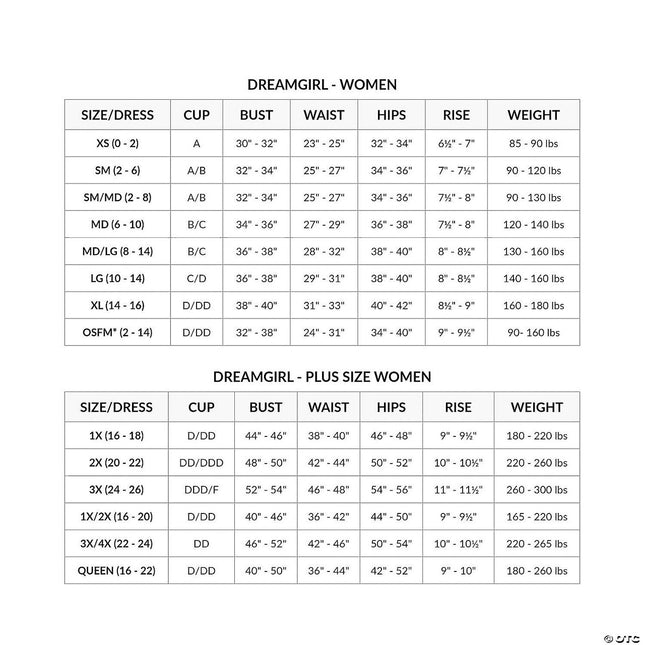 Women's Police Costume Dress- size chart