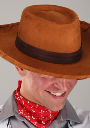 Toy Story- Deluxe Woody Adult Cowboy Hat- worn by model top view