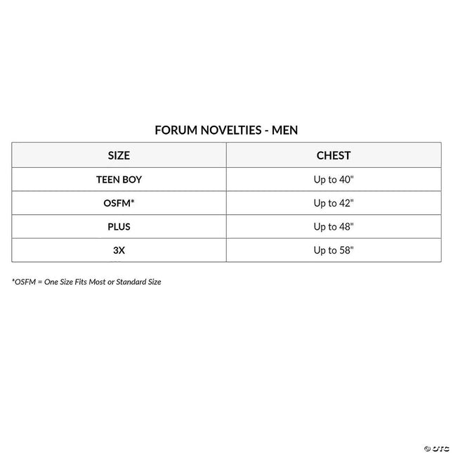 World War II Private Costume- size chart