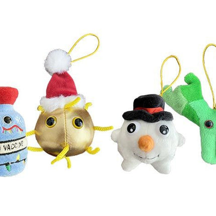 Covid Christmas ornament gift box- covid vaccine, golden covid, snowman white blood cell, and antibody
