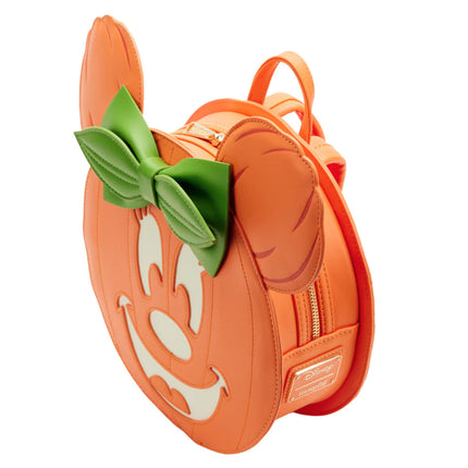 Minnie Mouse Pumpkin Glow In The Dark Mini Backpack- top angled view
